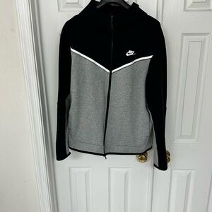 Nike Tech Hooded Zip Jacket in Black, Gray & White